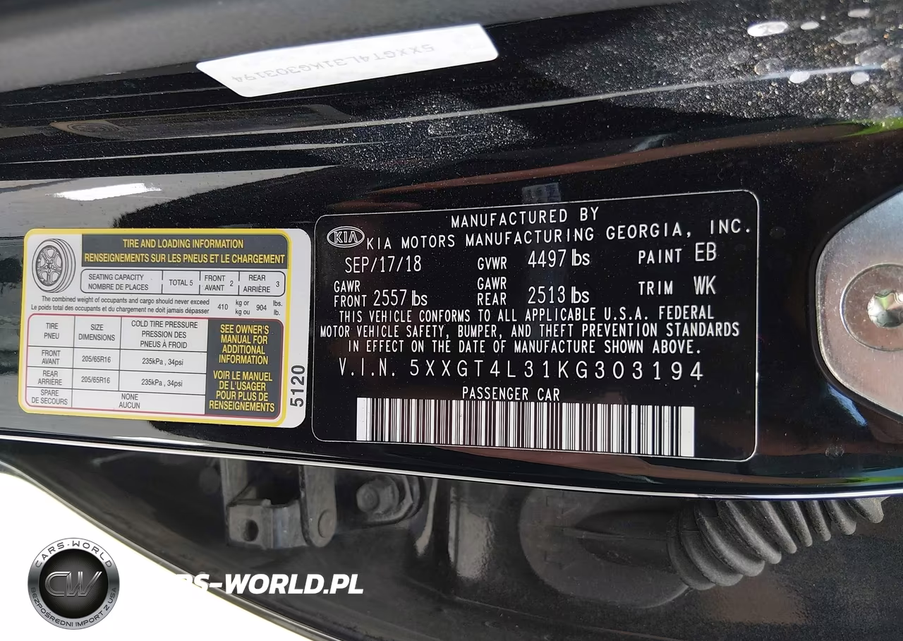 2019 Kia Optima Lx VIN:5XXGT4L31KG303194 - 9