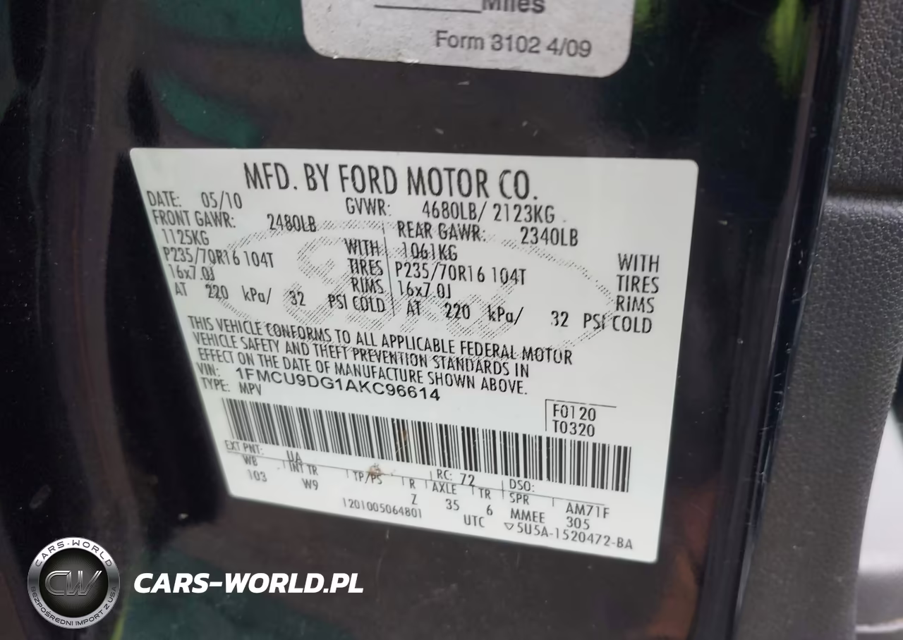 2010 Ford Escape Xlt VIN:1FMCU9DG1AKC96614 - 9