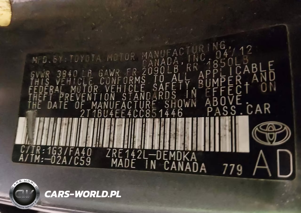 2012 Toyota Corolla L VIN:2T1BU4EE4CC851446 - 9