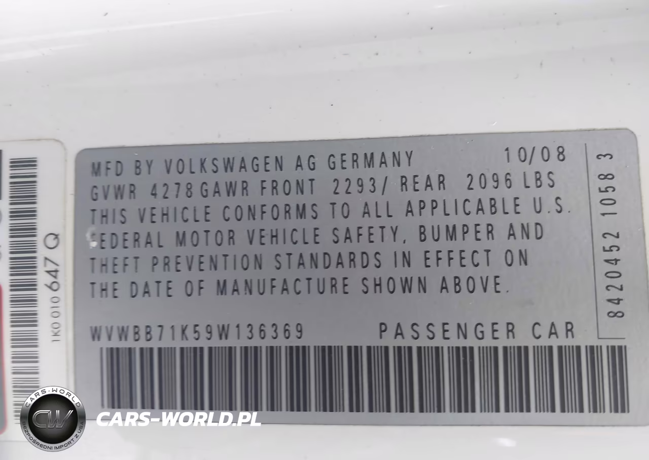 2009 Volkswagen Rabbit S VIN:WVWBB71K59W136369 - 9