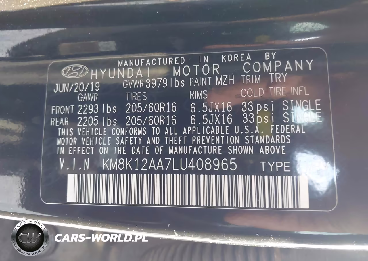 2020 Hyundai Kona Se VIN:KM8K12AA7LU408965 - 9