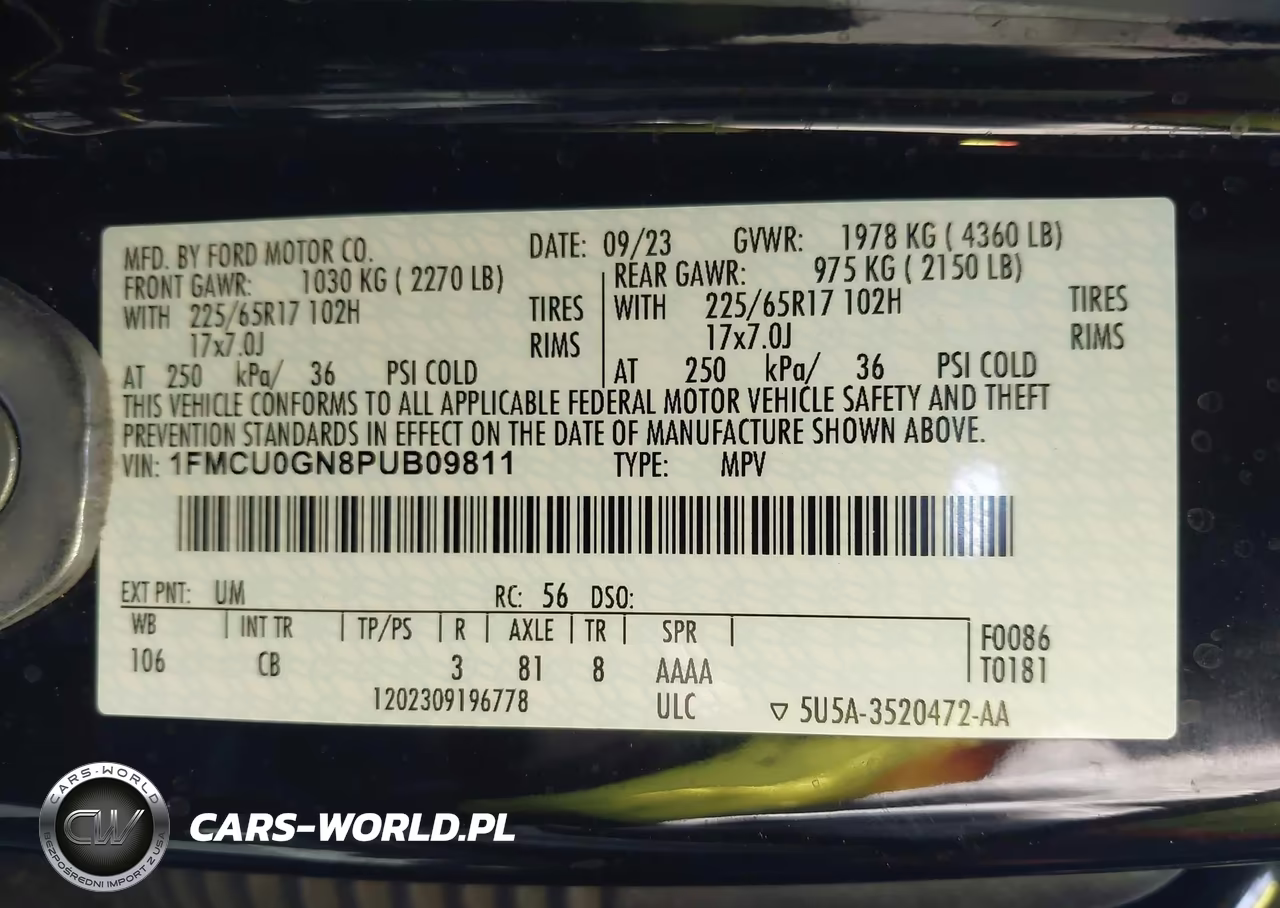 2023 FORD ESCAPE ACT VIN:1FMCU0GN8PUB09811 - 9