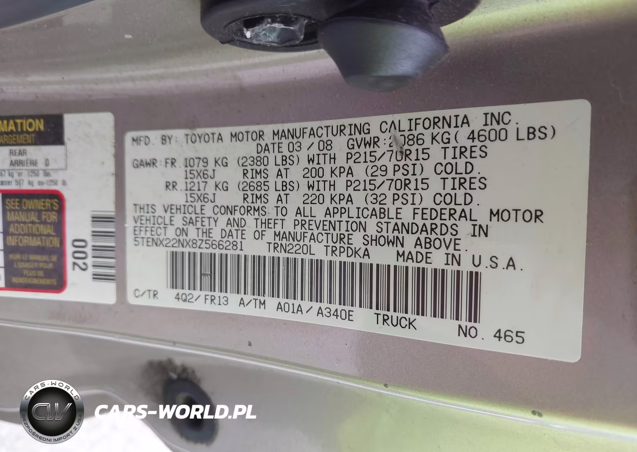 2008 Toyota Tacoma VIN:5TENX22NX8Z566281 - 9