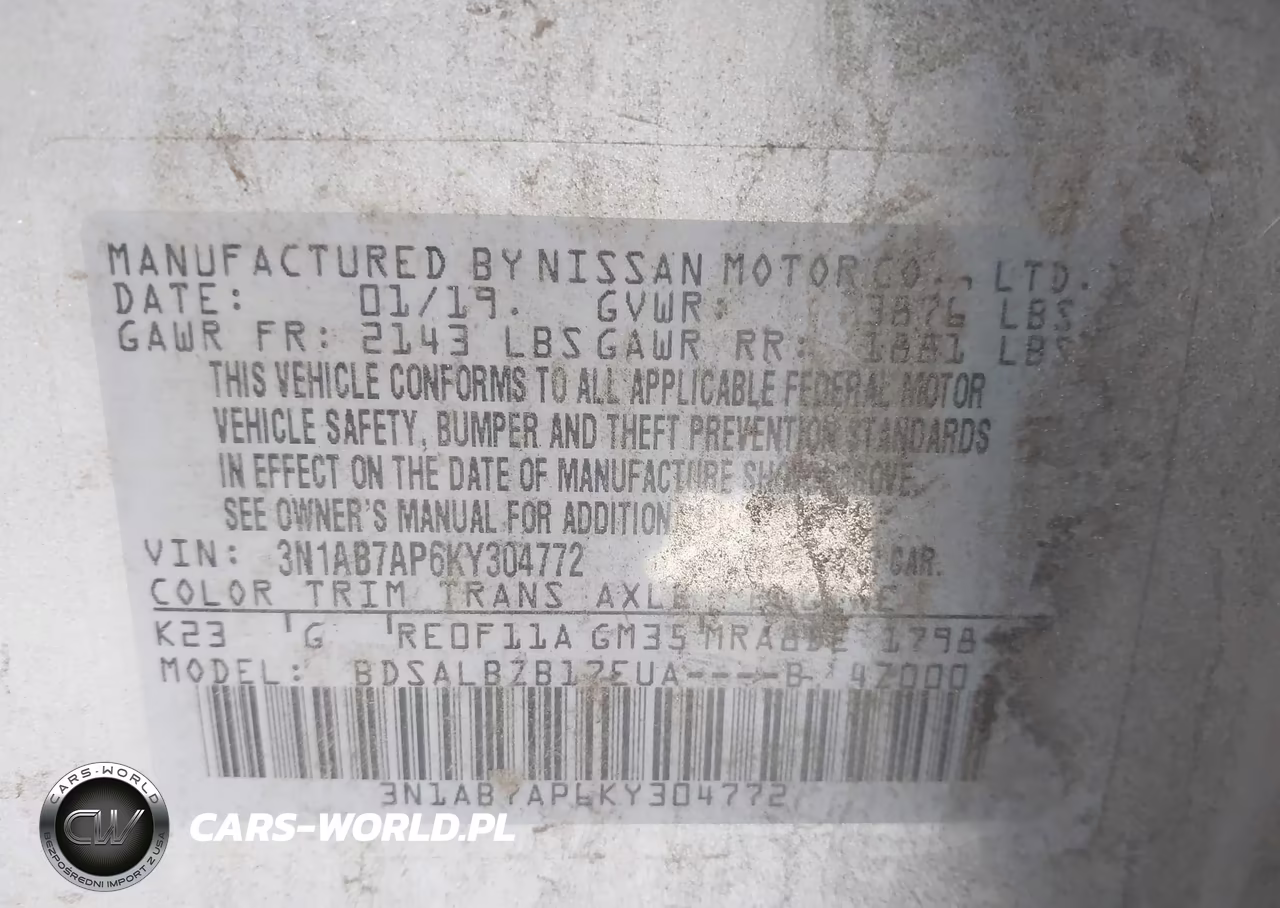2019 Nissan Sentra S VIN:3N1AB7AP6KY304772 - 9
