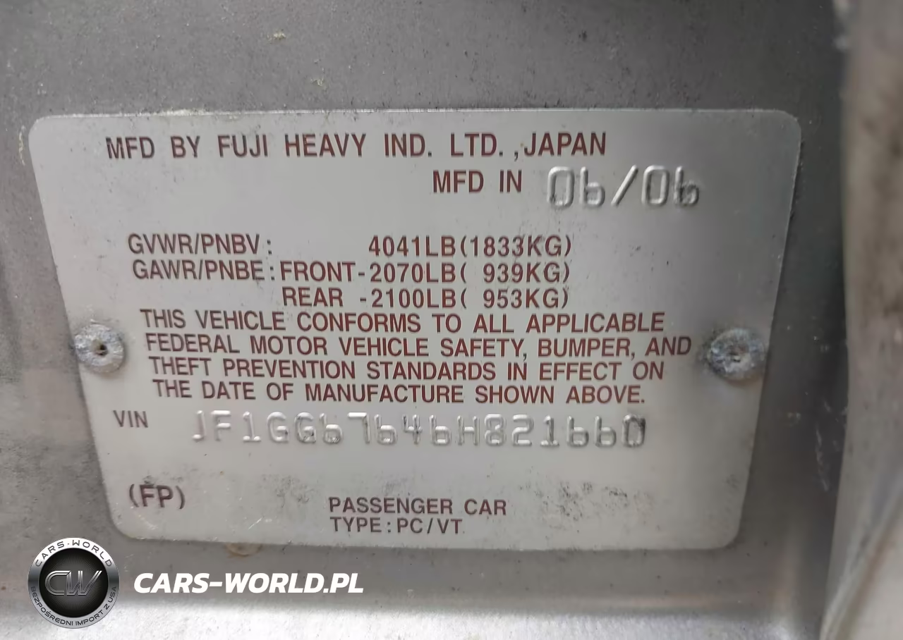 2006 Subaru Impreza 2.5I VIN:JF1GG67646H821660 - 9