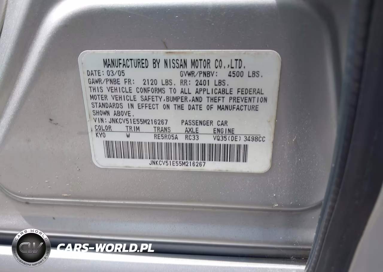 2005 Infiniti G35 VIN:JNKCV51E55M216267 - 9