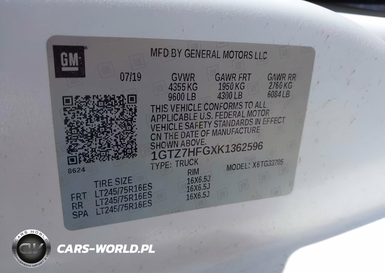 2019 GMC Savana 3500 Work Van VIN:1GTZ7HFGXK1362596 - 9