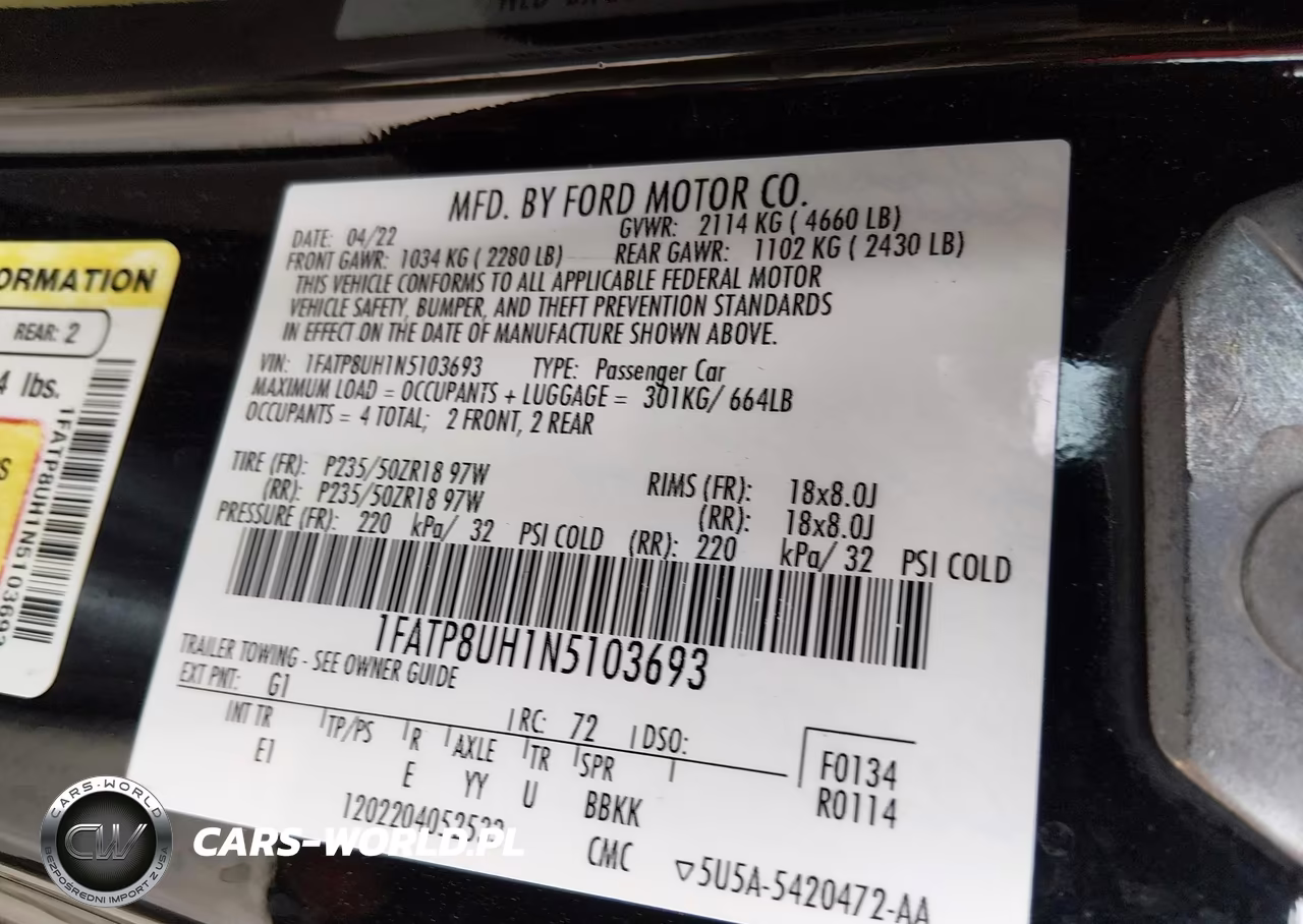 2022 Ford Mustang Ecoboost Premium VIN:1FATP8UH1N5103693 - 9