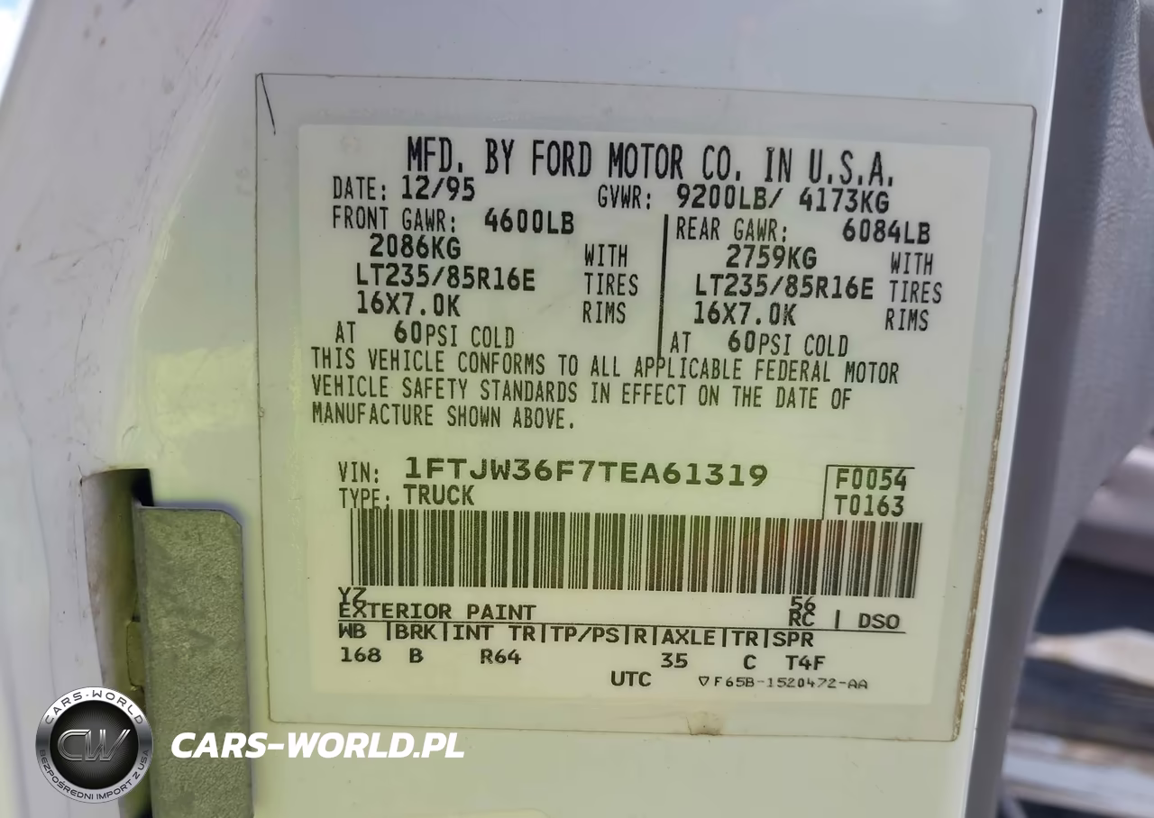1996 Ford F350 VIN:1FTJW36F7TEA61319 - 9