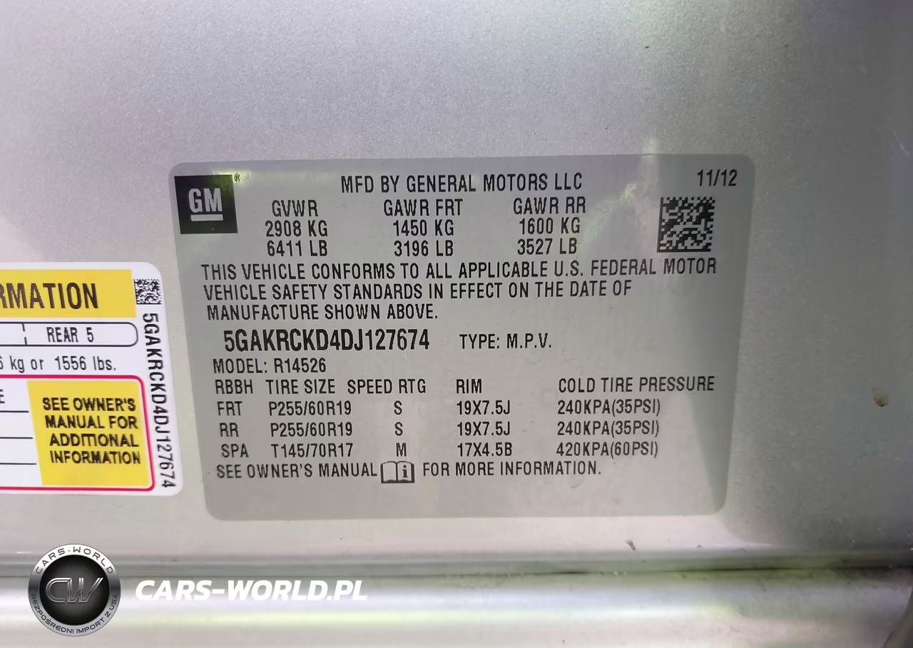 2013 Buick Enclave Leather VIN:5GAKRCKD4DJ127674 - 9