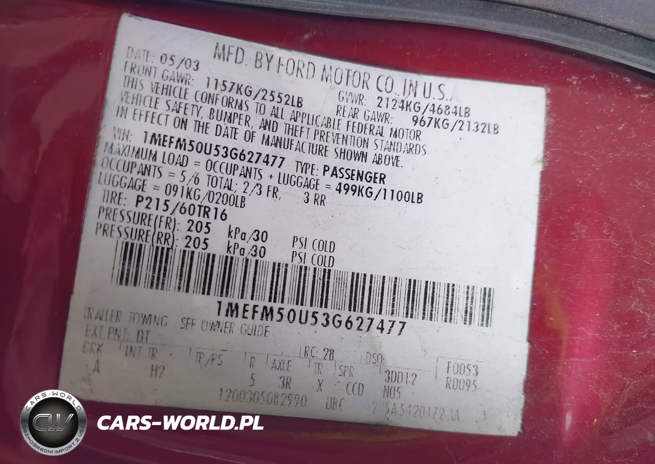 2003 Mercury Sable Gs VIN:1MEFM50U53G627477 - 9