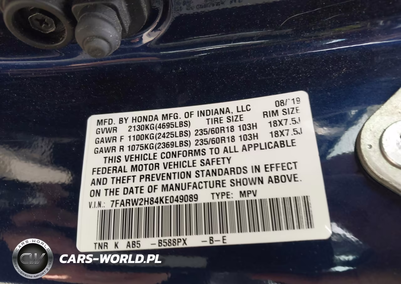 2019 Honda Cr-V Ex-L VIN:7FARW2H84KE049089 - 9