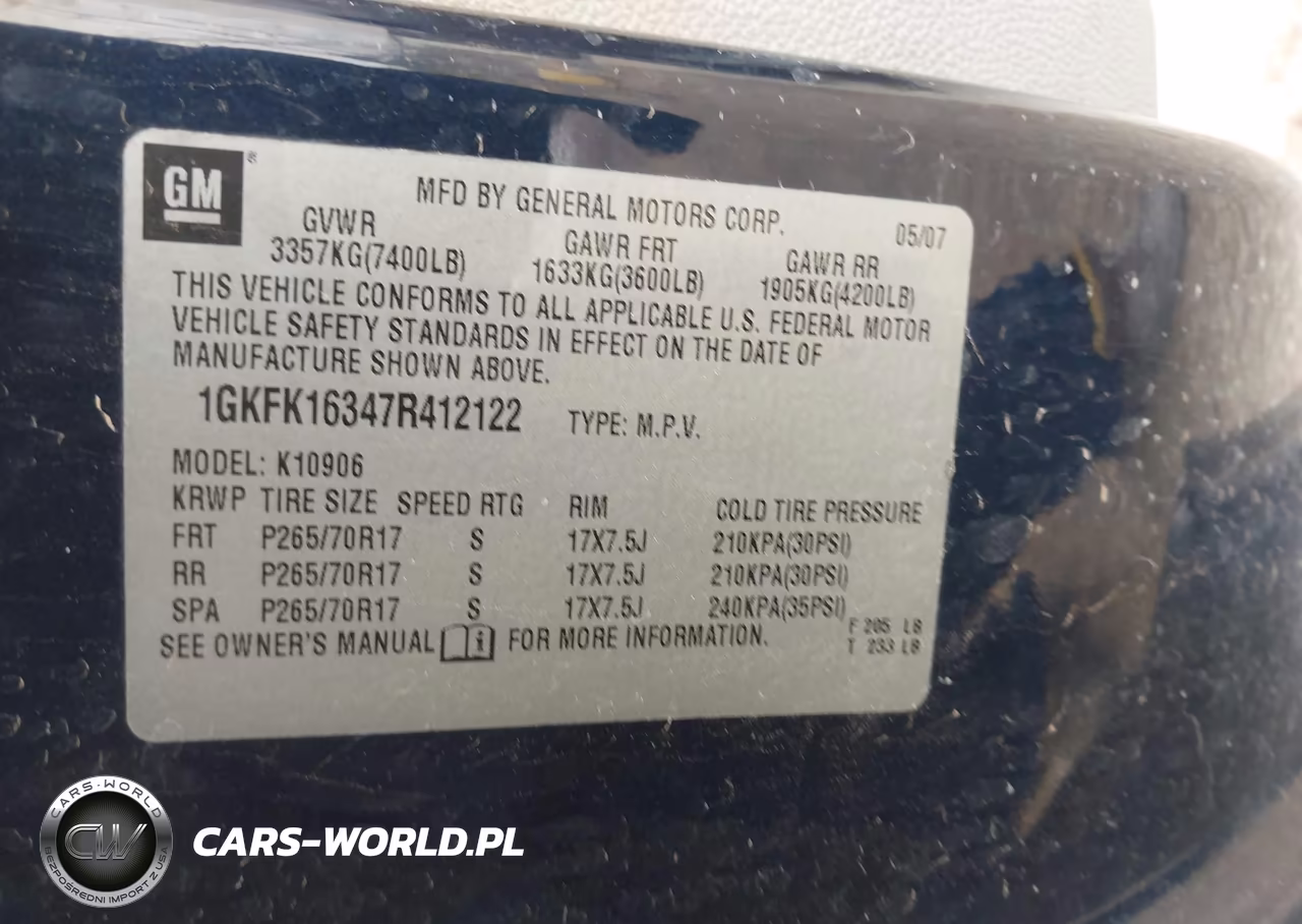 2007 GMC Yukon Xl 1500 Sle VIN:1GKFK16347R412122 - 9