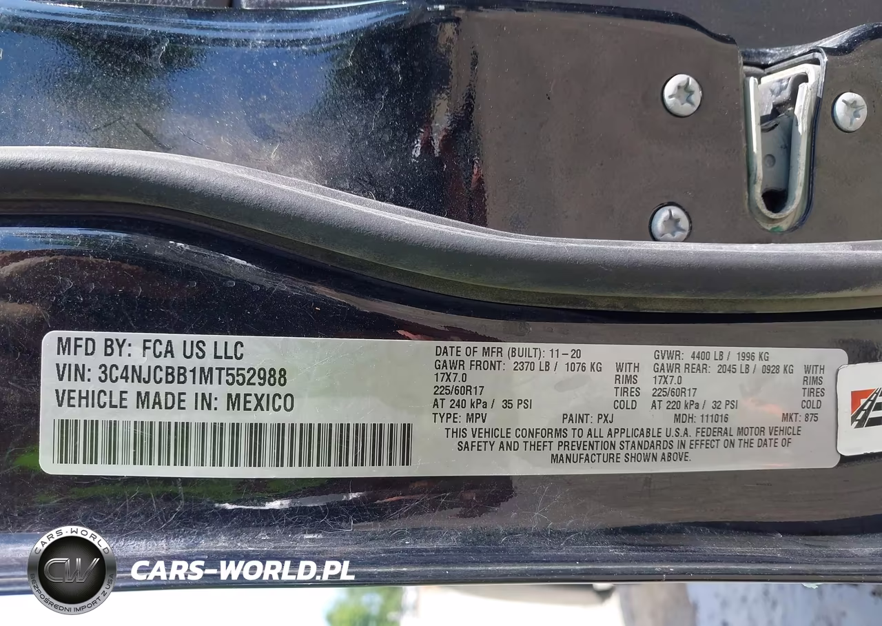 2021 Jeep Compass Latitude Fwd VIN:3C4NJCBB1MT552988 - 9
