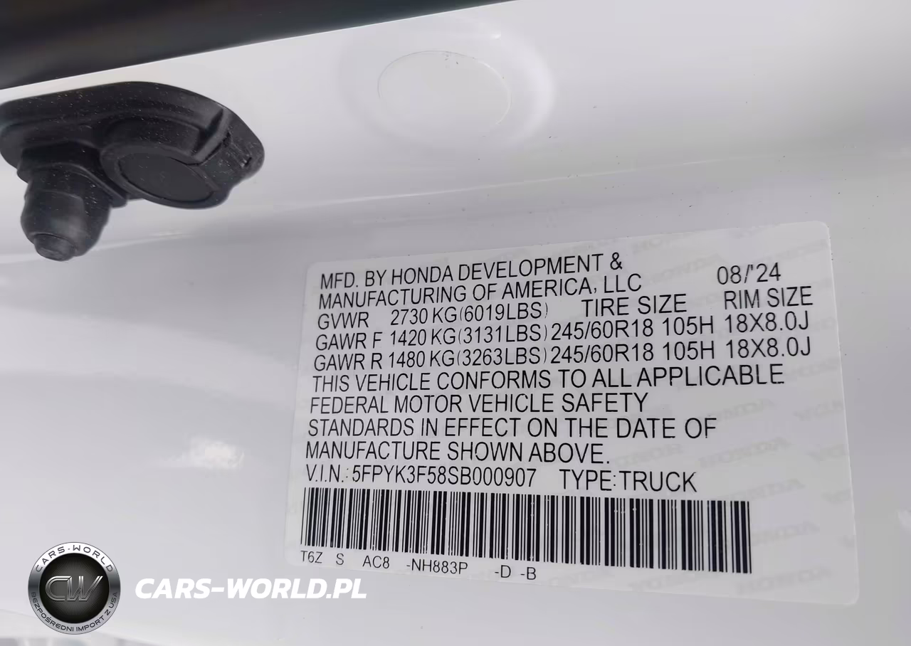 2025 Honda Ridgeline Rtl VIN:5FPYK3F58SB000907 - 9
