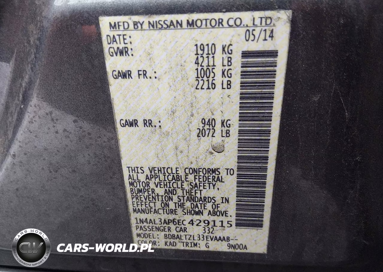2014 Nissan Altima 2.5 Sv VIN:1N4AL3AP6EC429115 - 9