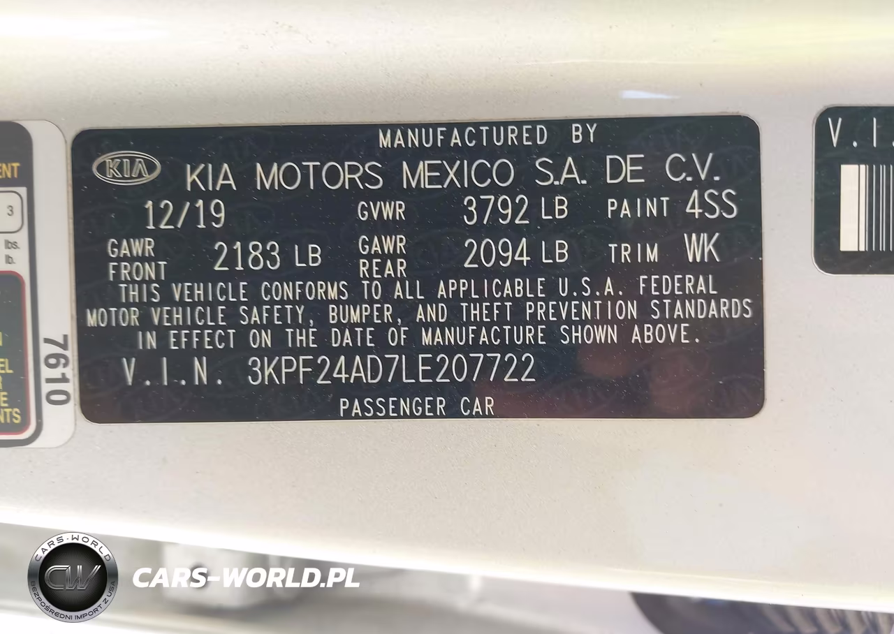 2020 Kia Forte Lxs VIN:3KPF24AD7LE207722 - 9