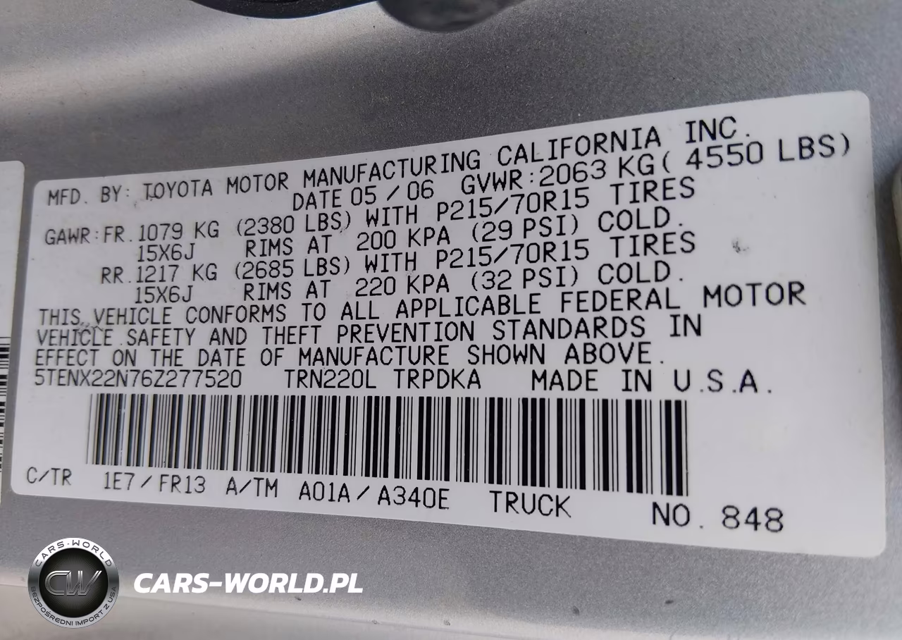 2006 Toyota Tacoma VIN:5TENX22N76Z277520 - 9