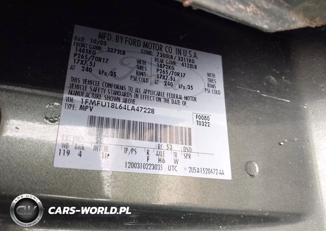 2004 Ford Expedition Eddie Bauer VIN:1FMFU18L64LA47228 - 9