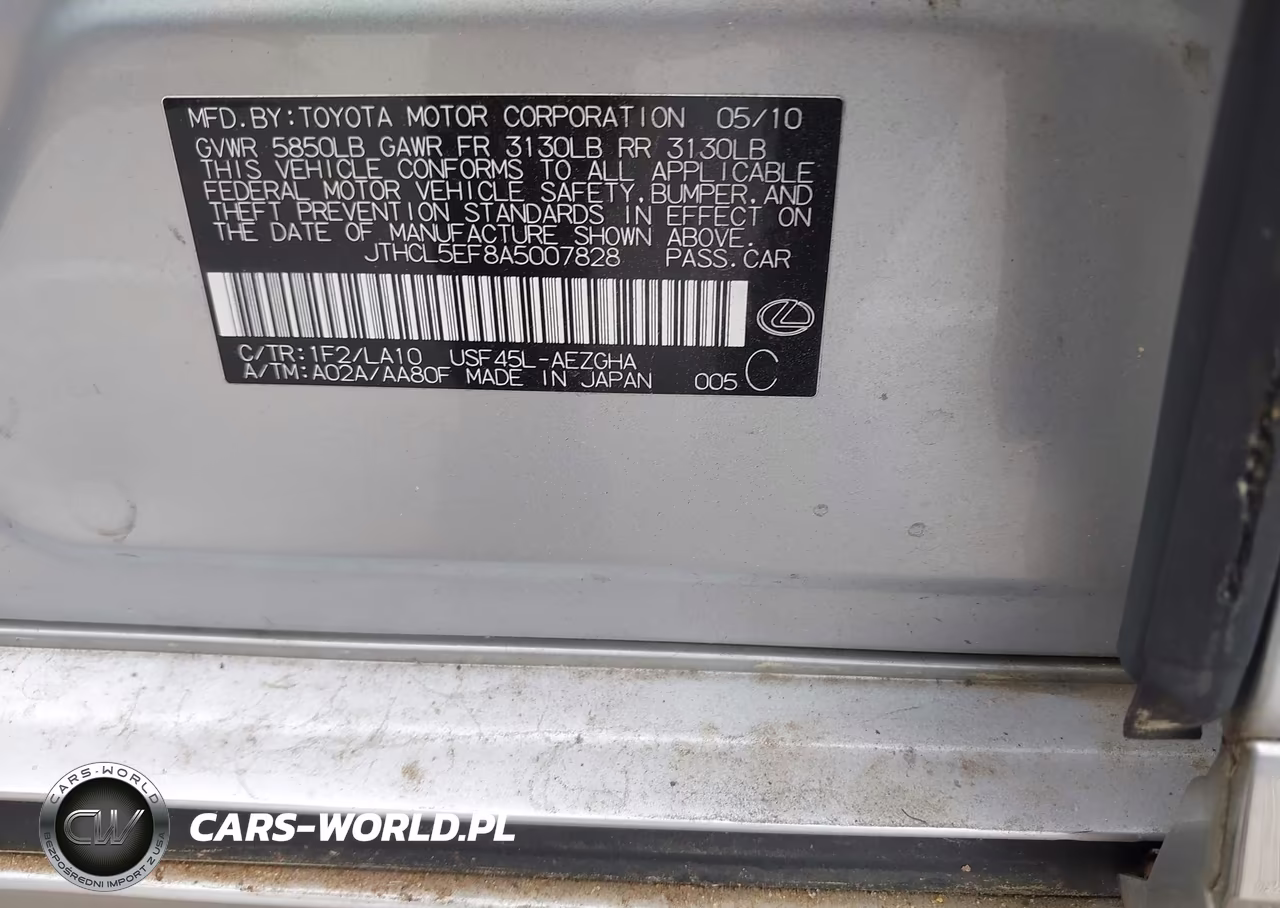 2010 Lexus Ls 460 VIN:JTHCL5EF8A5007828 - 9