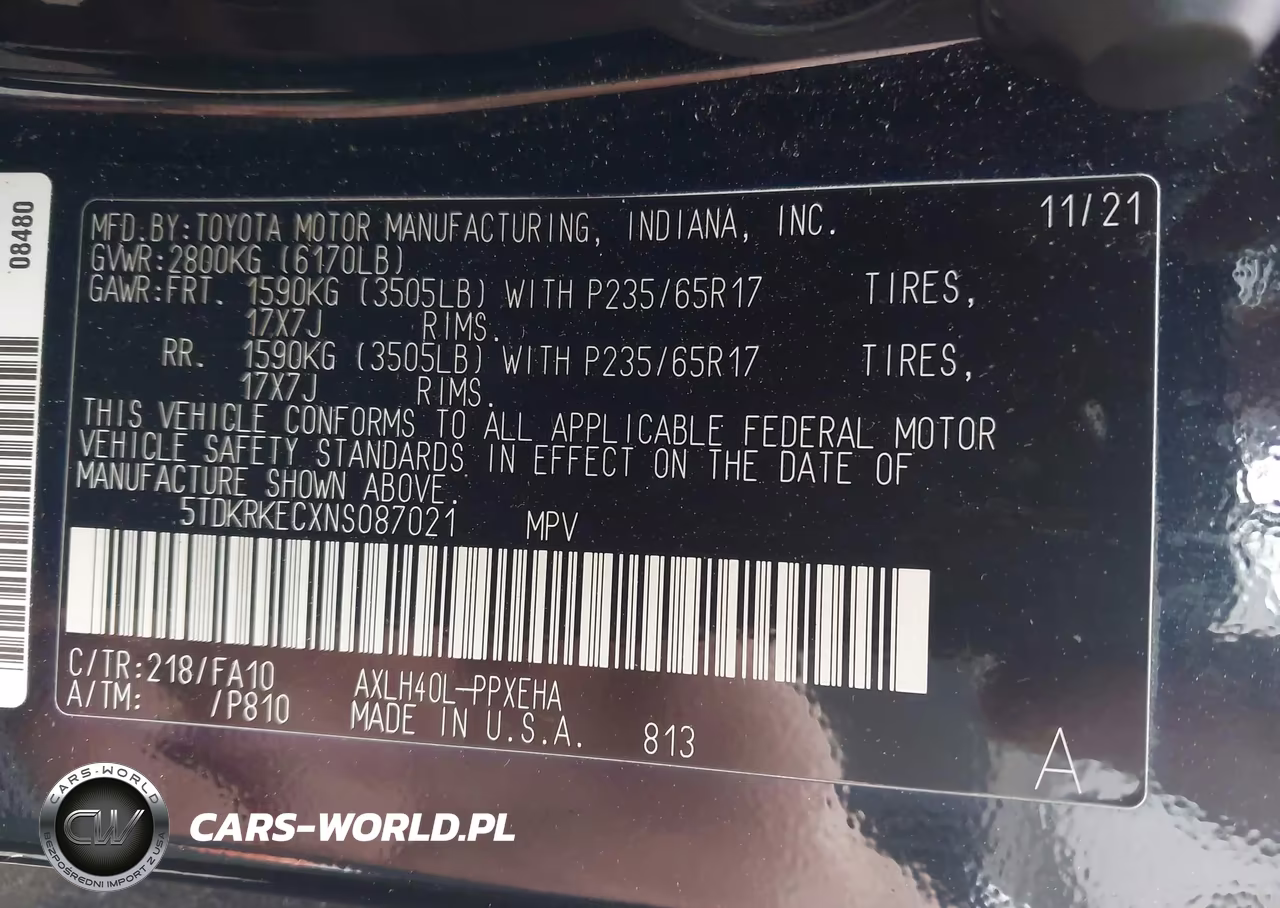 2022 Toyota Sienna Le VIN:5TDKRKECXNS087021 - 9