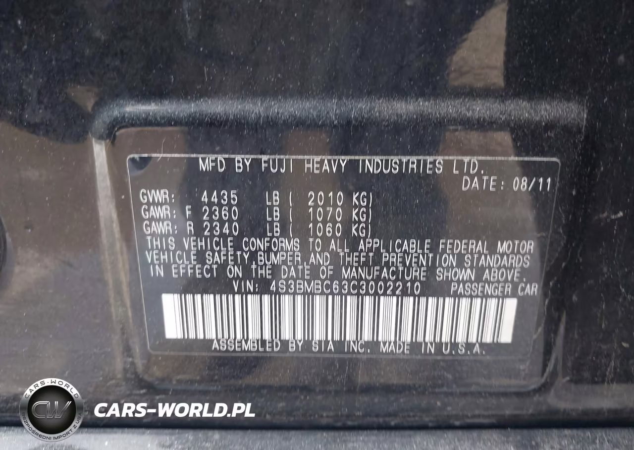 2012 Subaru Legacy 2.5I Premium VIN:4S3BMBC63C3002210 - 9