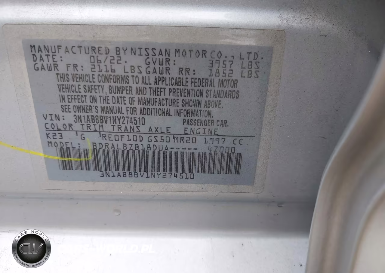 2022 Nissan Sentra S Xtronic Cvt VIN:3N1AB8BV1NY274510 - 9