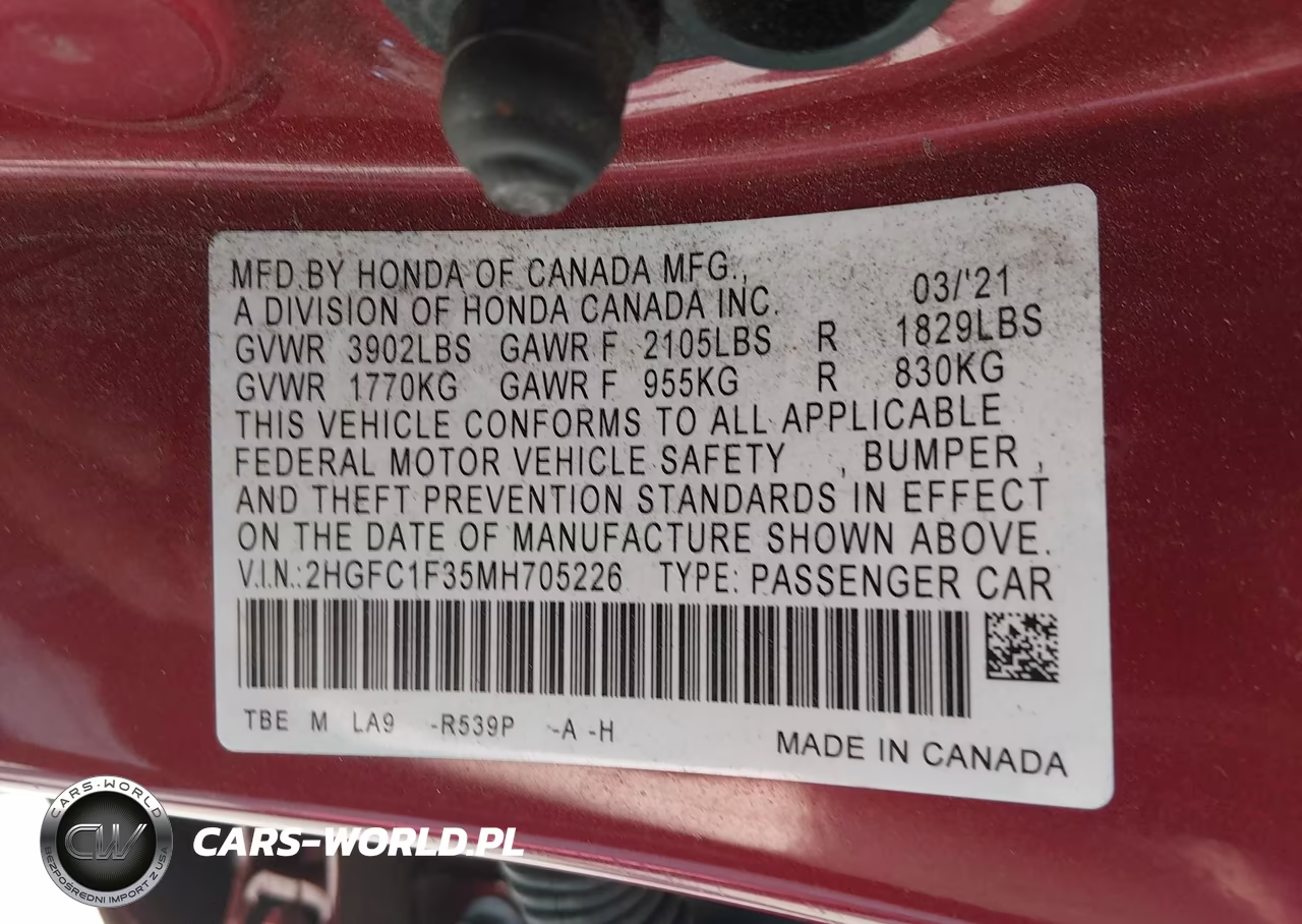 2021 Honda Civic Ex VIN:2HGFC1F35MH705226 - 9