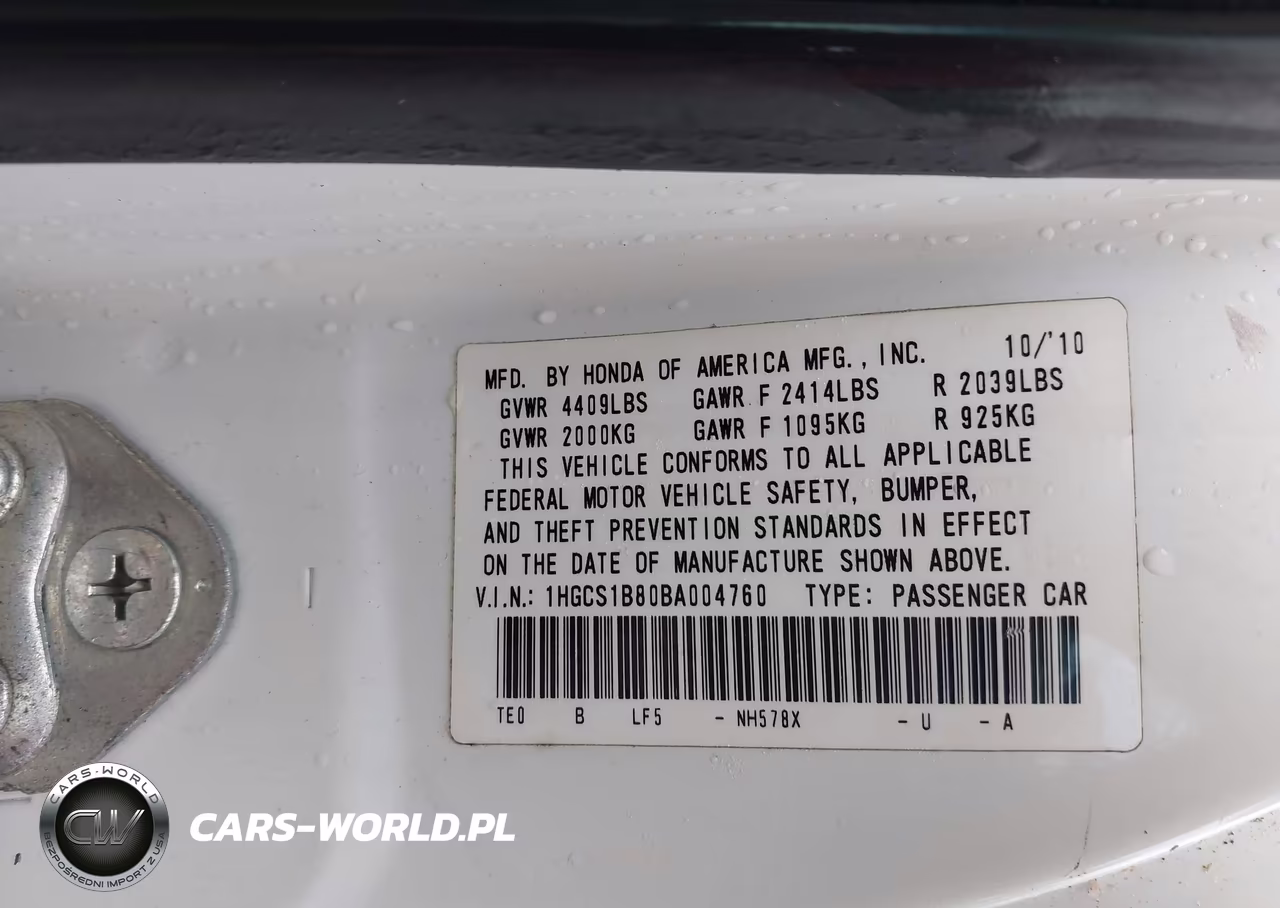 2011 Honda Accord 2.4 Ex-L VIN:1HGCS1B80BA004760 - 9