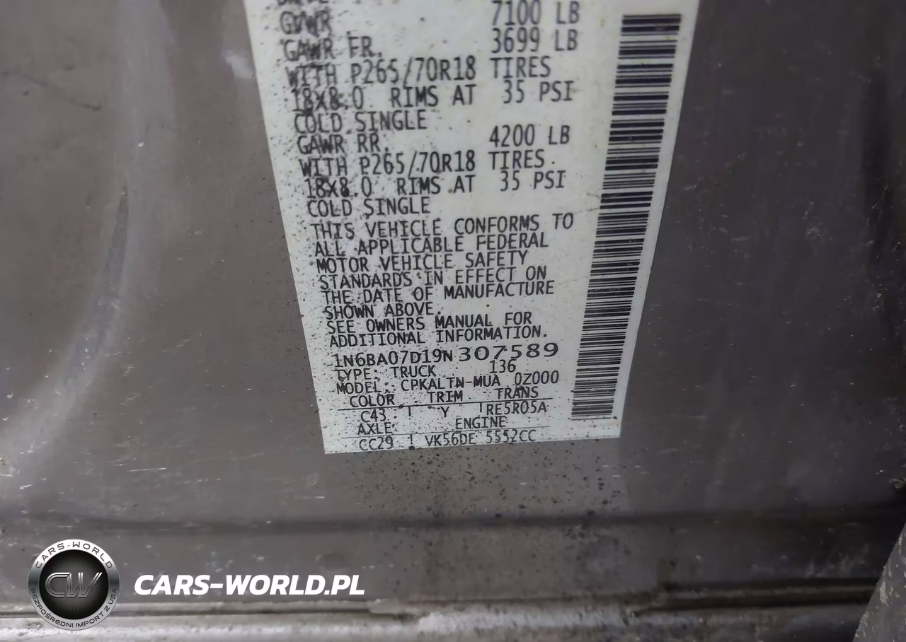 2009 Nissan Titan Se VIN:1N6BA07D19N307589 - 9