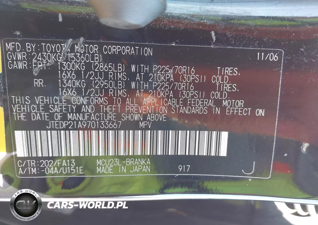 2007 Toyota Highlander V6 VIN:JTEDP21A970133667 - 9