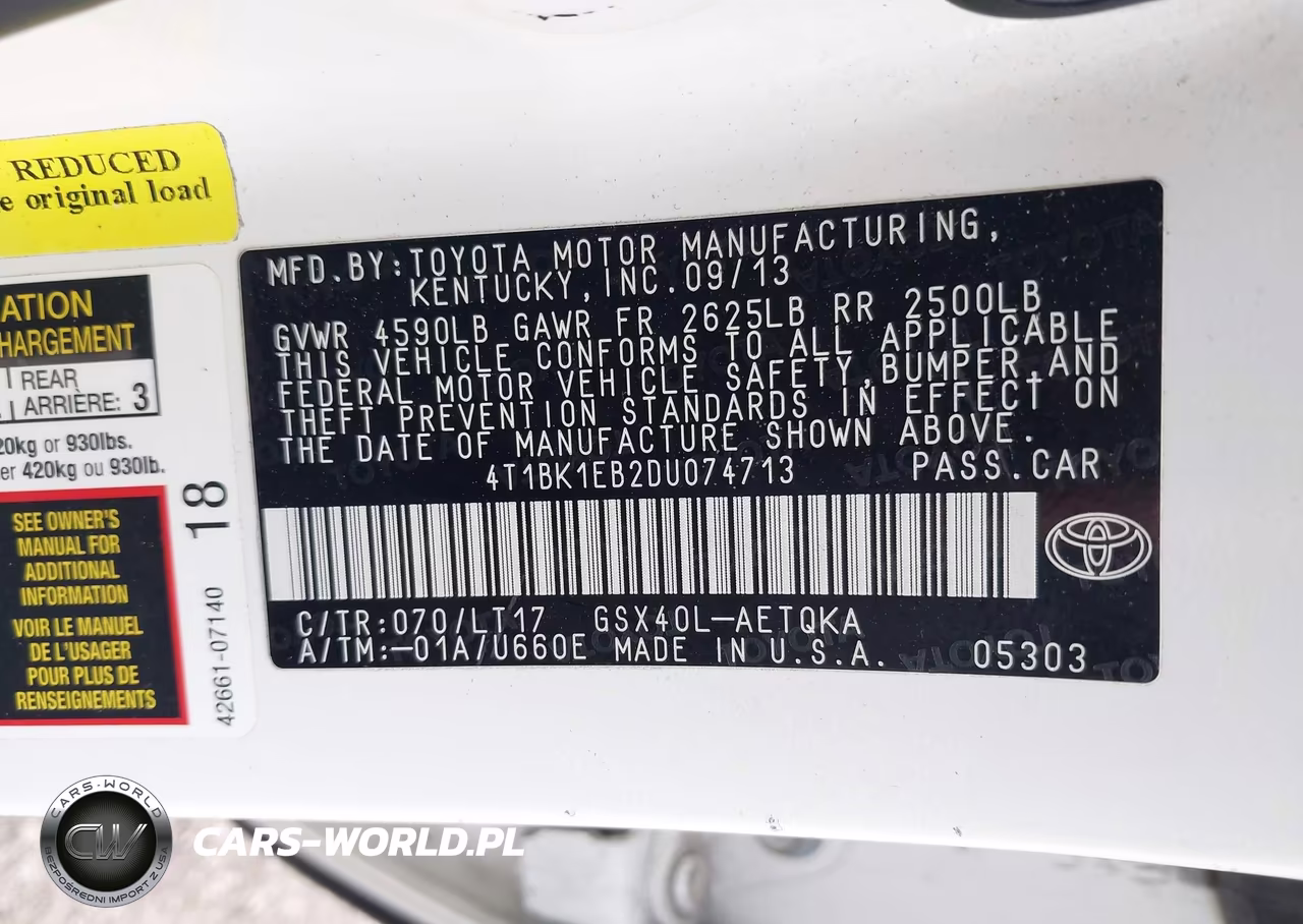 2013 Toyota Avalon Xle Touring VIN:4T1BK1EB2DU074713 - 9