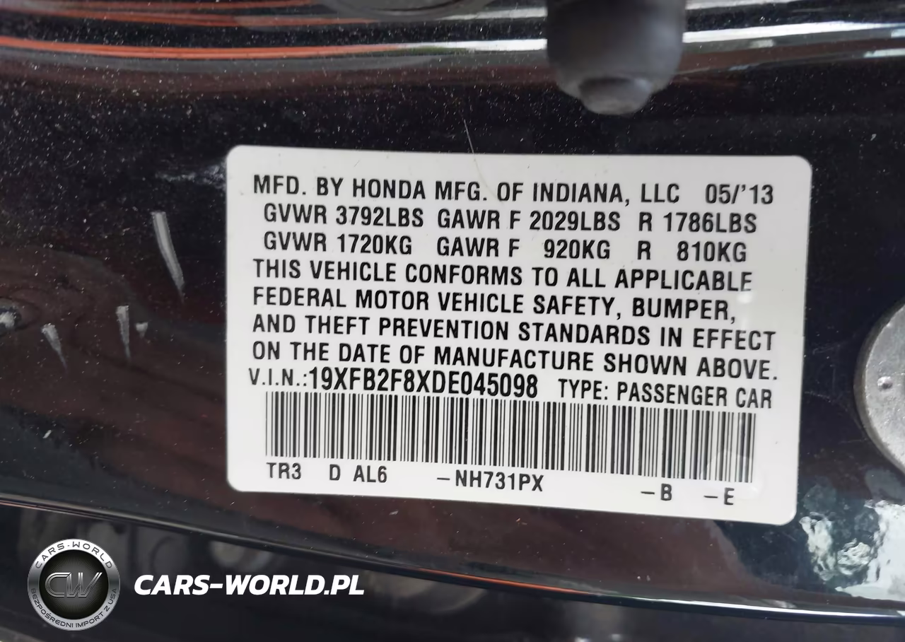 2013 Honda Civic Ex VIN:19XFB2F8XDE045098 - 9