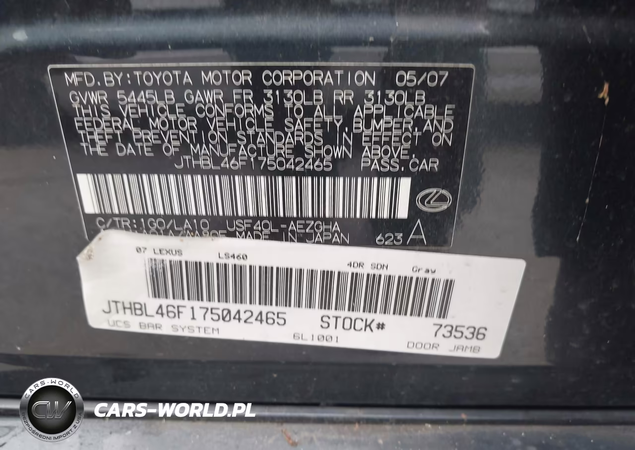 2007 Lexus Ls 460 VIN:JTHBL46F175042465 - 9