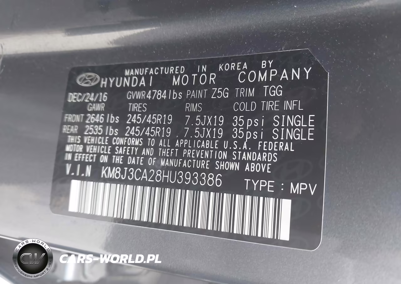 2017 Hyundai Tucson Sport VIN:KM8J3CA28HU393386 - 9