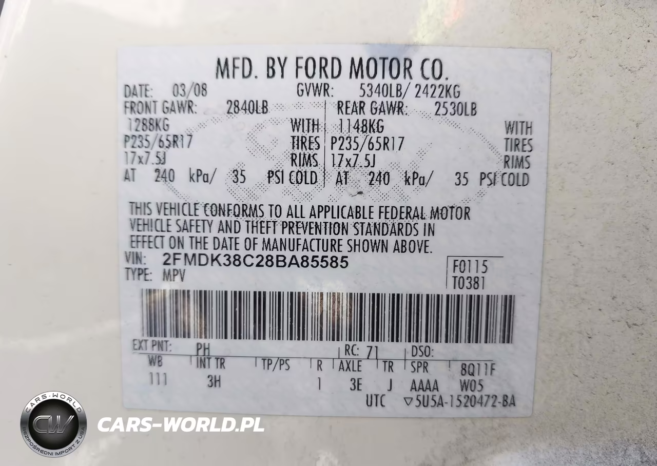 2008 Ford Edge Sel VIN:2FMDK38C28BA85585 - 9