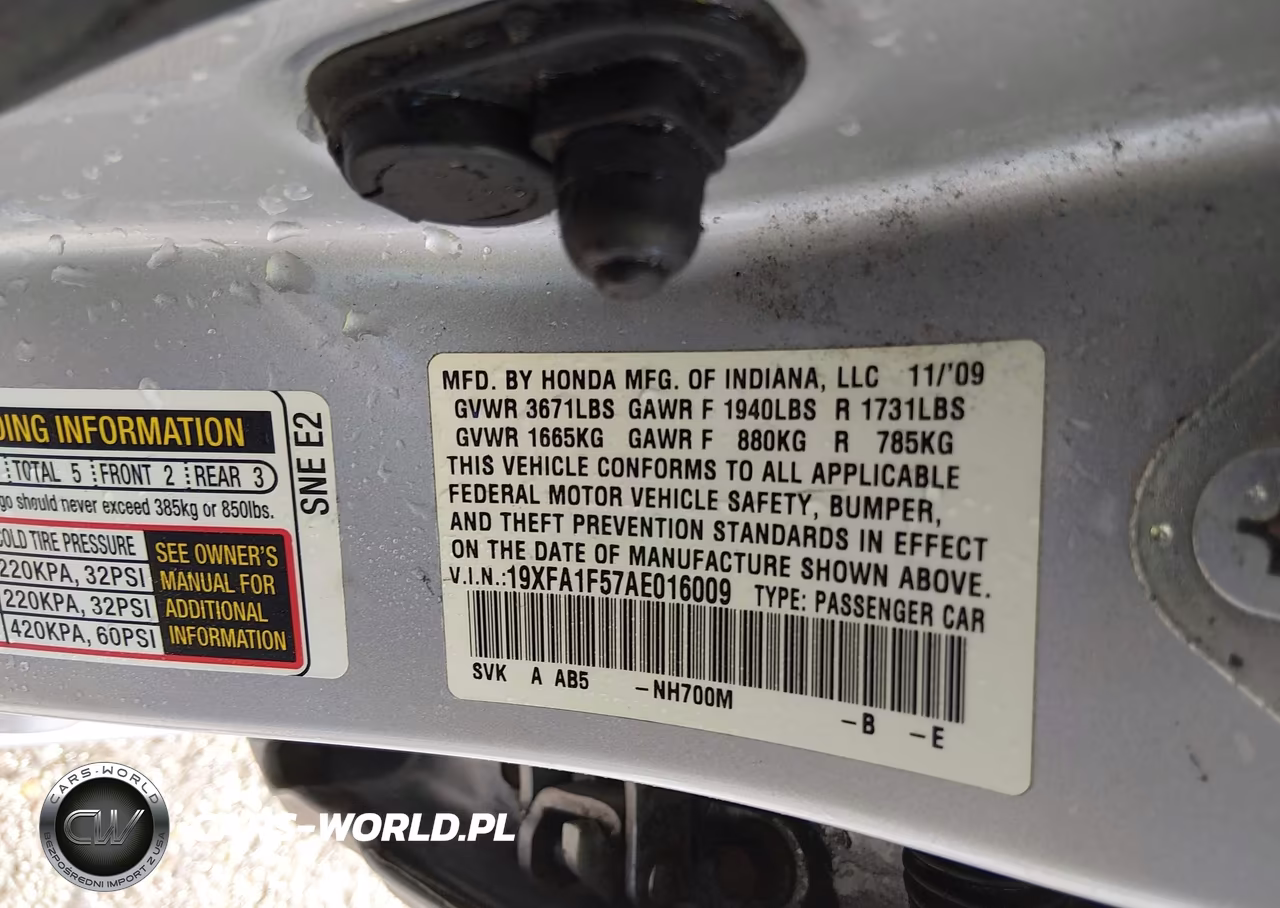 2010 Honda Civic Lx VIN:19XFA1F57AE016009 - 9