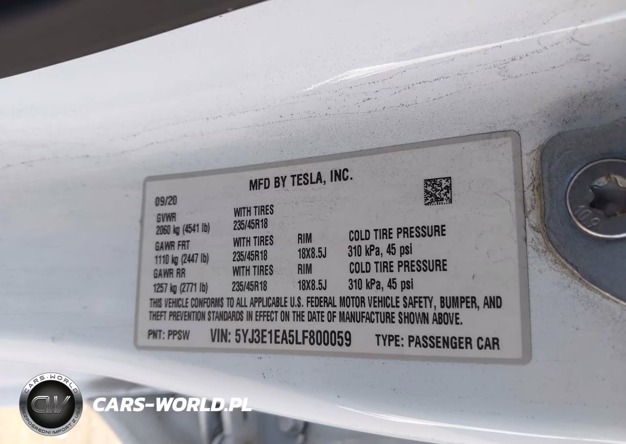 2020 Tesla Model 3 Standard Range Plus Rear-Wheel Drive-Standard Range Rear-Wheel Drive VIN:5YJ3E1EA5LF800059 - 9