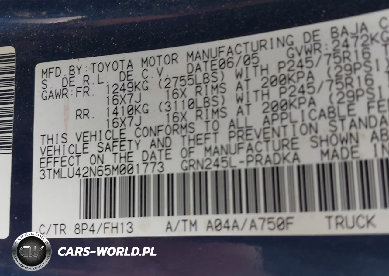 2005 Toyota Tacoma Base V6 VIN:3TMLU42N65M001773 - 9