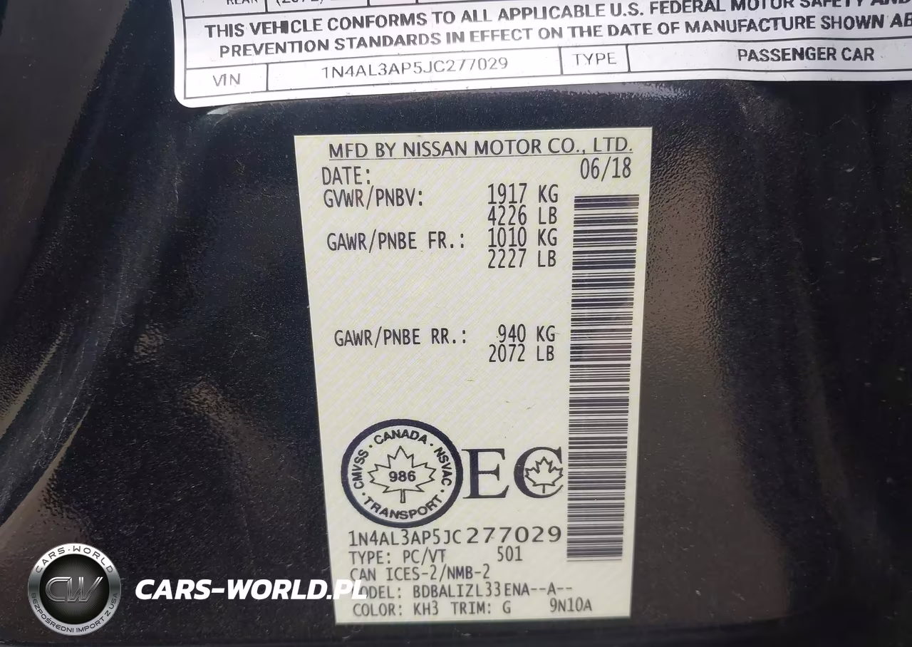 2018 Nissan Altima 2.5 S-2.5 Sl-2.5 Sr-2.5 Sv VIN:1N4AL3AP5JC277029 - 9