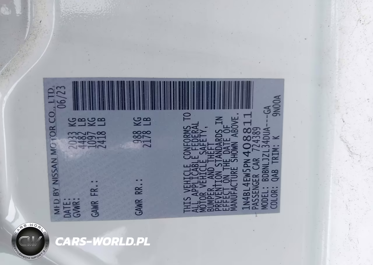 2023 Nissan Altima Sl Intelligent Awd VIN:1N4BL4EW5PN408811 - 9