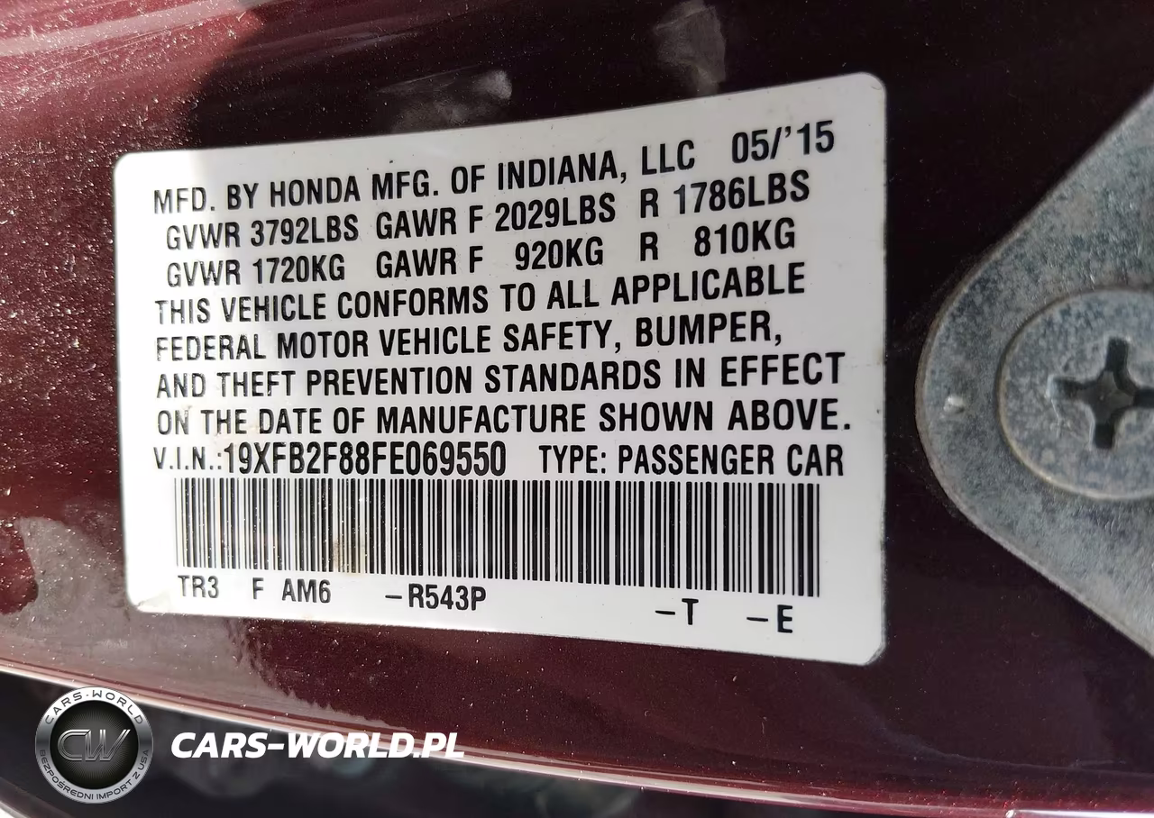 2015 Honda Civic Ex VIN:19XFB2F88FE069550 - 9