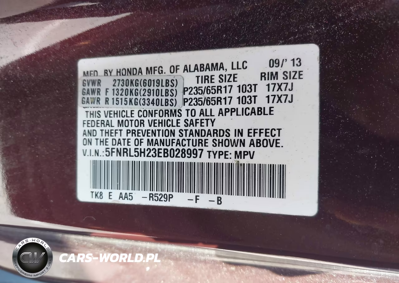 2014 Honda Odyssey Lx VIN:5FNRL5H23EB028997 - 9