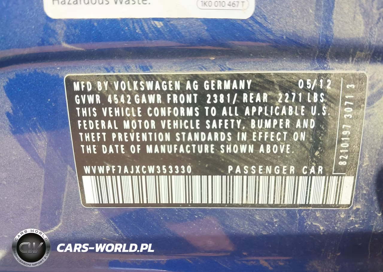 2012 Volkswagen Golf R 4-Door VIN:WVWPF7AJXCW353330 - 9