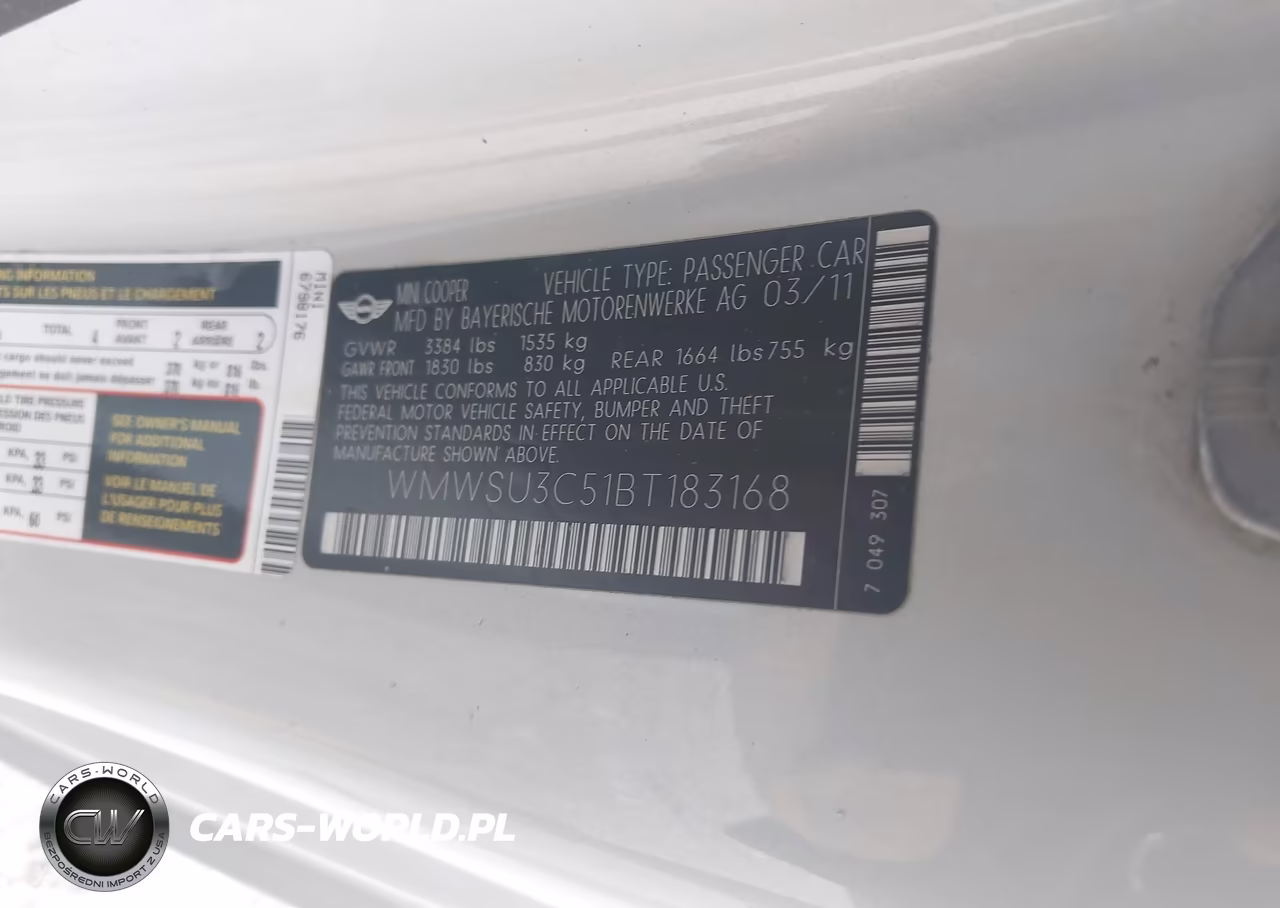 2011 Mini Cooper VIN:WMWSU3C51BT183168 - 9