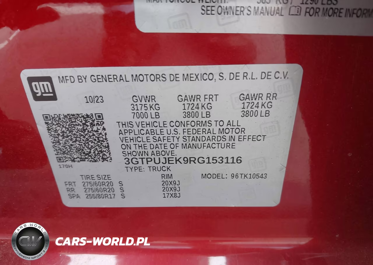 2024 GMC Sierra 1500 4Wd Short Box Elevation With 3Vl VIN:3GTPUJEK9RG153116 - 9