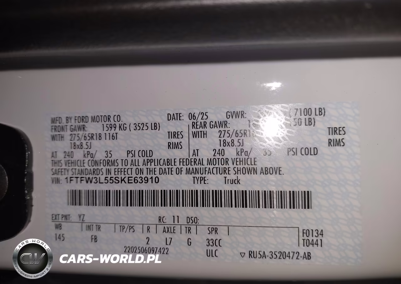2025 Ford F-150 Xlt VIN:1FTFW3L55SKE63910 - 9