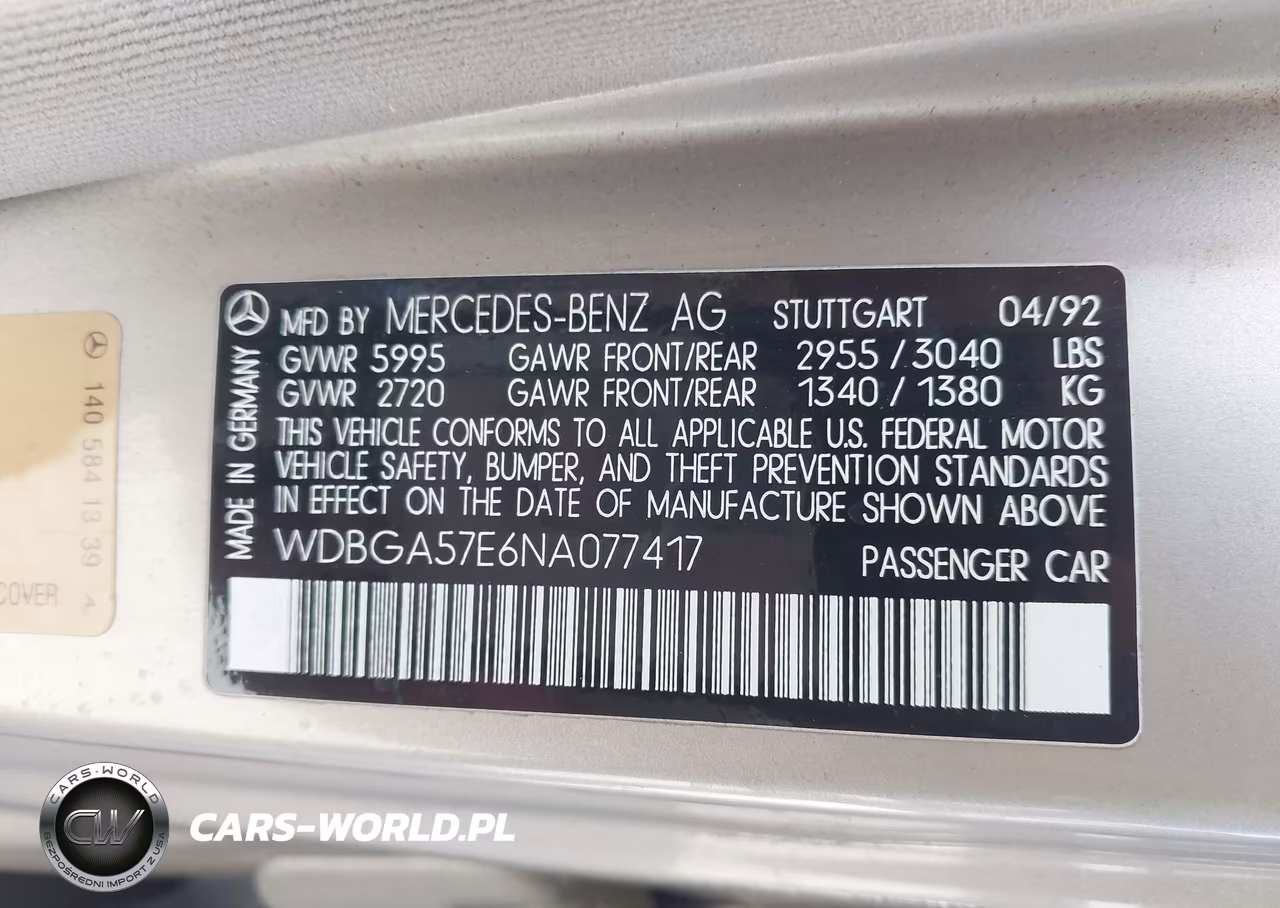 1992 Mercedes-Benz 600 Sel VIN:WDBGA57E6NA077417 - 9