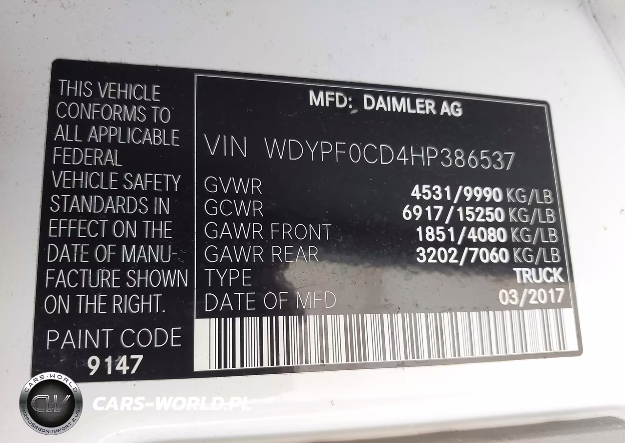 2017 Freightliner Sprinter 3500 Standard Roof V6 VIN:WDYPF0CD4HP386537 - 9