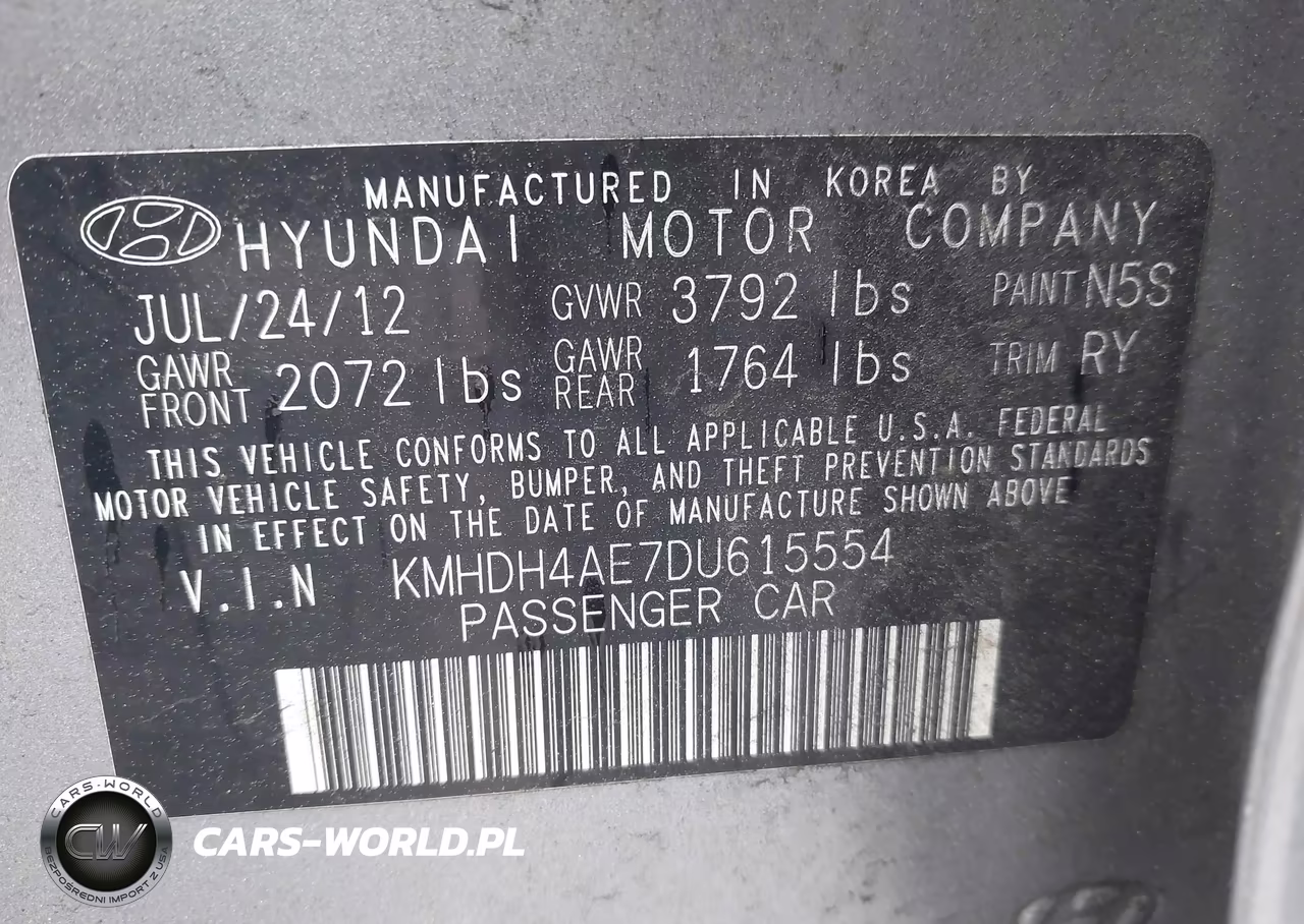2013 Hyundai Elantra Limited VIN:KMHDH4AE7DU615554 - 9